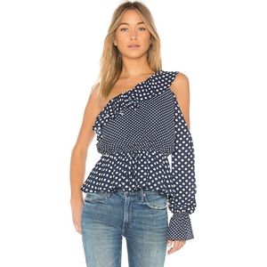 Tularosa Dalia Top Mixed Polka Dot Print Navy
